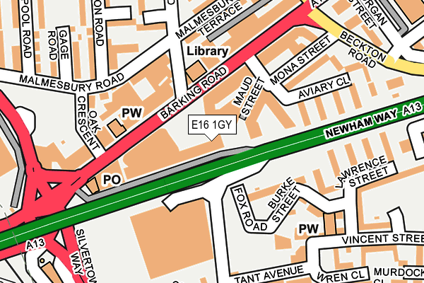 E16 1GY map - OS OpenMap – Local (Ordnance Survey)