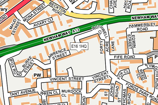 E16 1HQ map - OS OpenMap – Local (Ordnance Survey)