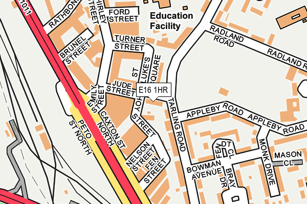 E16 1HR map - OS OpenMap – Local (Ordnance Survey)