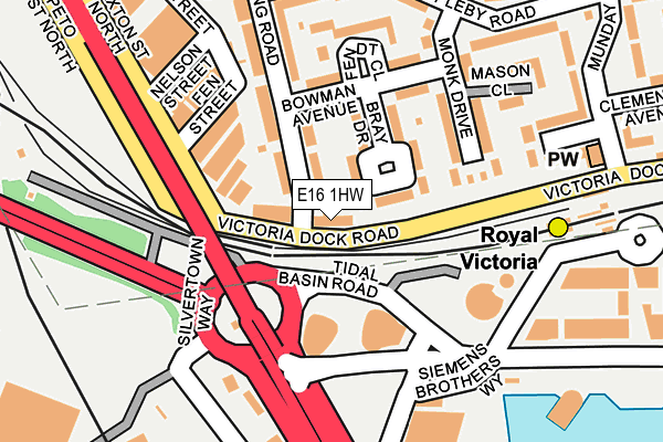 E16 1HW map - OS OpenMap – Local (Ordnance Survey)