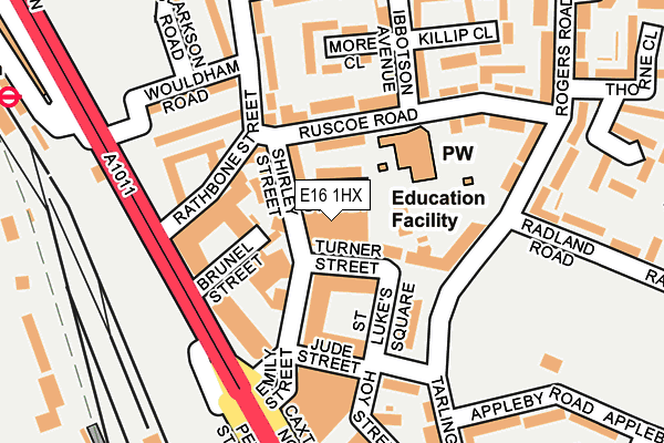 E16 1HX map - OS OpenMap – Local (Ordnance Survey)