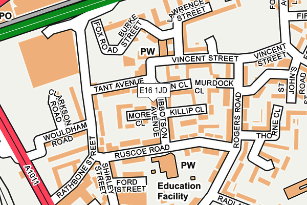 E16 1JD map - OS OpenMap – Local (Ordnance Survey)