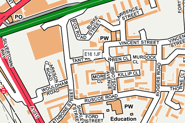 E16 1JF map - OS OpenMap – Local (Ordnance Survey)