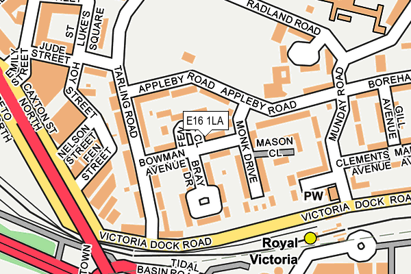 E16 1LA map - OS OpenMap – Local (Ordnance Survey)