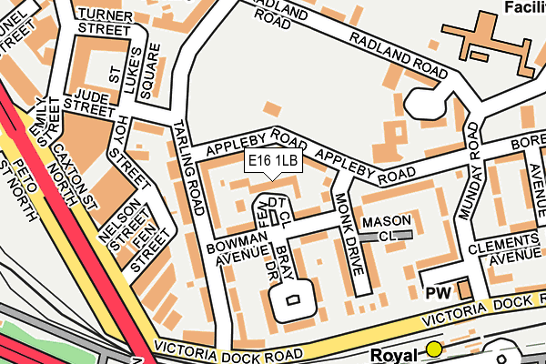 E16 1LB map - OS OpenMap – Local (Ordnance Survey)