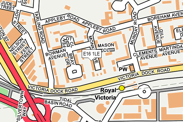 E16 1LE map - OS OpenMap – Local (Ordnance Survey)