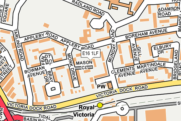 E16 1LF map - OS OpenMap – Local (Ordnance Survey)