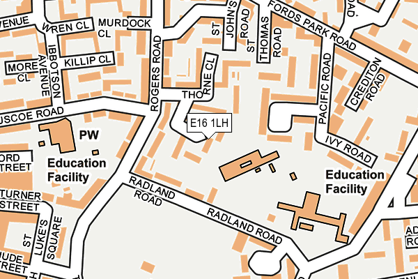 E16 1LH map - OS OpenMap – Local (Ordnance Survey)