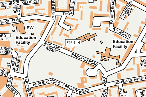 E16 1LN map - OS OpenMap – Local (Ordnance Survey)