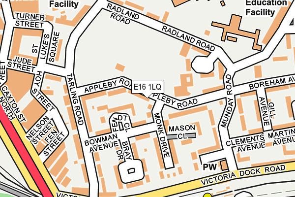 E16 1LQ map - OS OpenMap – Local (Ordnance Survey)
