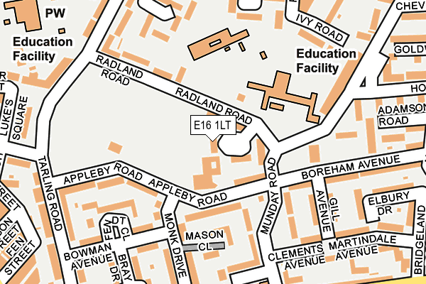 E16 1LT map - OS OpenMap – Local (Ordnance Survey)