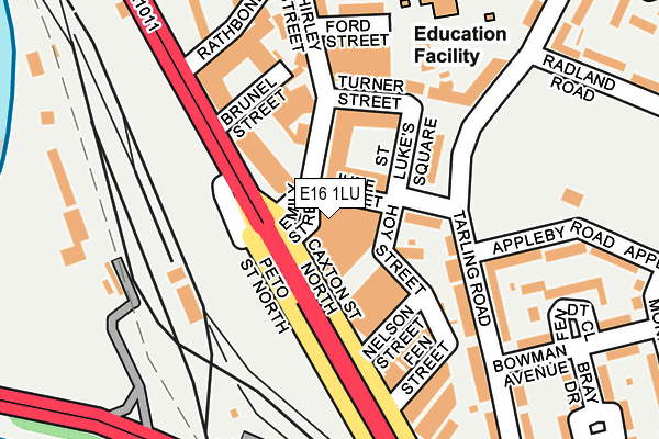 E16 1LU map - OS OpenMap – Local (Ordnance Survey)