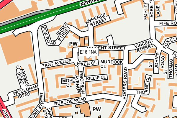 E16 1NA map - OS OpenMap – Local (Ordnance Survey)