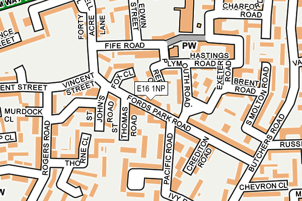E16 1NP map - OS OpenMap – Local (Ordnance Survey)