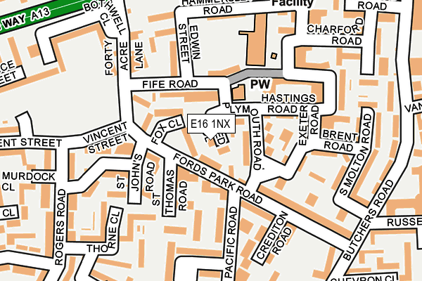 E16 1NX map - OS OpenMap – Local (Ordnance Survey)