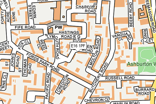 E16 1PF map - OS OpenMap – Local (Ordnance Survey)