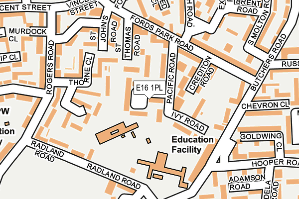 E16 1PL map - OS OpenMap – Local (Ordnance Survey)