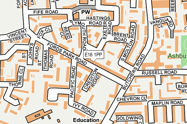 E16 1PP map - OS OpenMap – Local (Ordnance Survey)