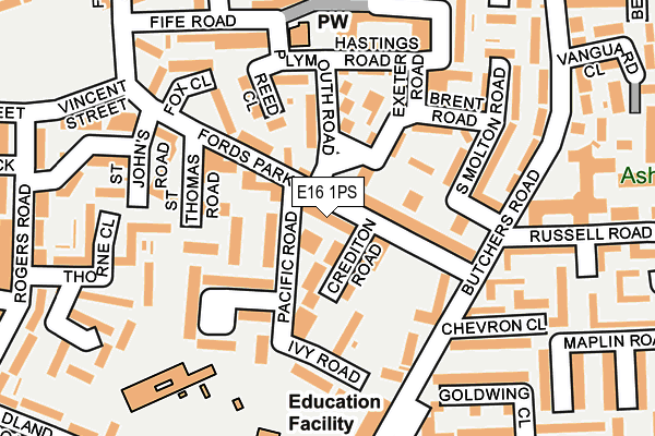 E16 1PS map - OS OpenMap – Local (Ordnance Survey)