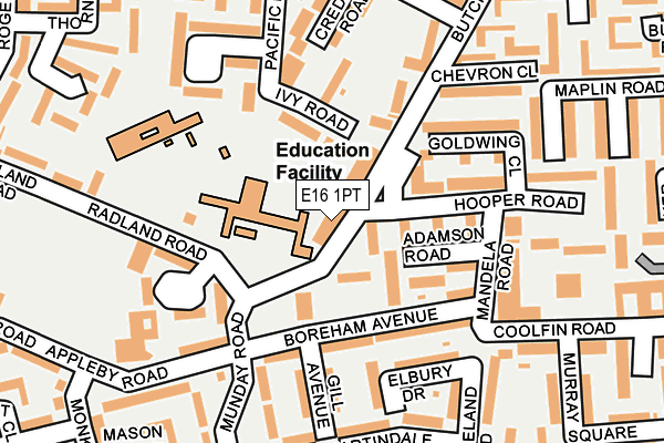 E16 1PT map - OS OpenMap – Local (Ordnance Survey)