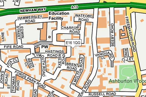 E16 1QG map - OS OpenMap – Local (Ordnance Survey)