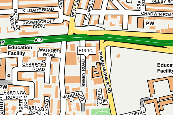 E16 1QJ map - OS OpenMap – Local (Ordnance Survey)