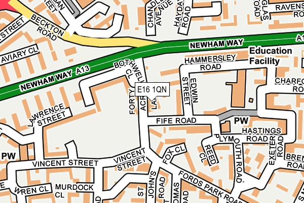 E16 1QN map - OS OpenMap – Local (Ordnance Survey)