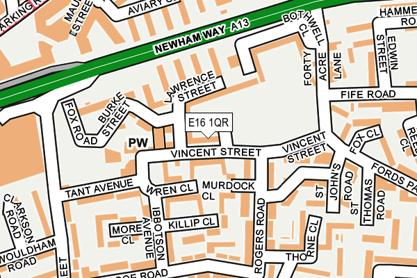 E16 1QR map - OS OpenMap – Local (Ordnance Survey)