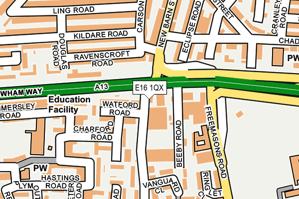 E16 1QX map - OS OpenMap – Local (Ordnance Survey)