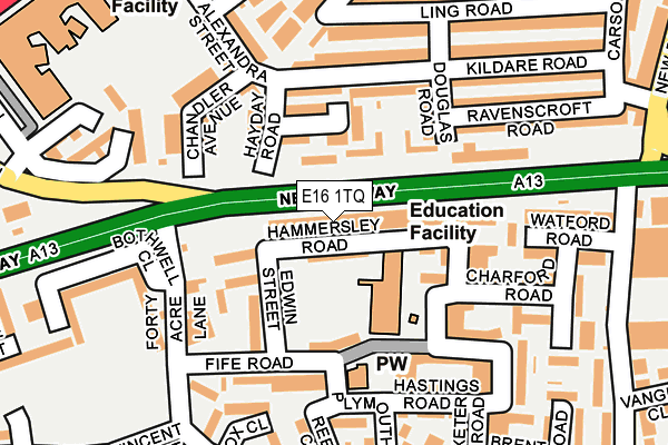 E16 1TQ map - OS OpenMap – Local (Ordnance Survey)