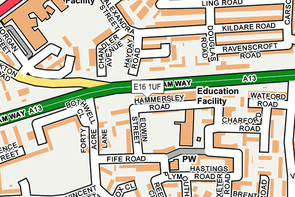 E16 1UF map - OS OpenMap – Local (Ordnance Survey)