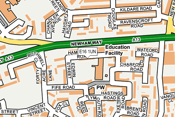 E16 1UN map - OS OpenMap – Local (Ordnance Survey)