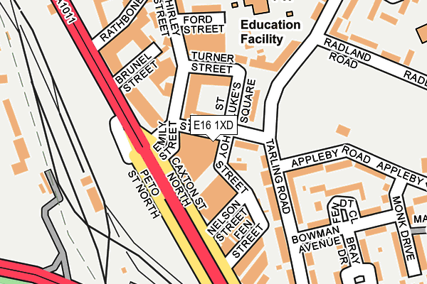 E16 1XD map - OS OpenMap – Local (Ordnance Survey)