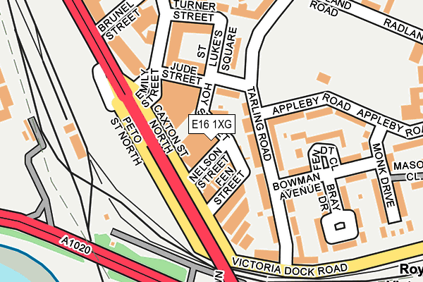 E16 1XG map - OS OpenMap – Local (Ordnance Survey)