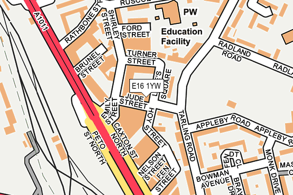 E16 1YW map - OS OpenMap – Local (Ordnance Survey)