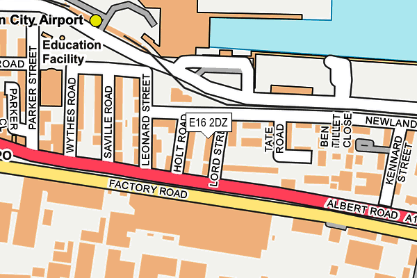 E16 2DZ map - OS OpenMap – Local (Ordnance Survey)