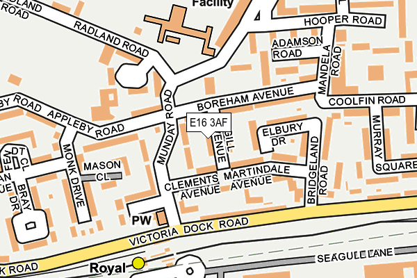 E16 3AF map - OS OpenMap – Local (Ordnance Survey)