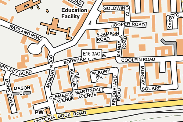 E16 3AG map - OS OpenMap – Local (Ordnance Survey)