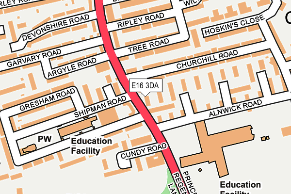 E16 3DA map - OS OpenMap – Local (Ordnance Survey)