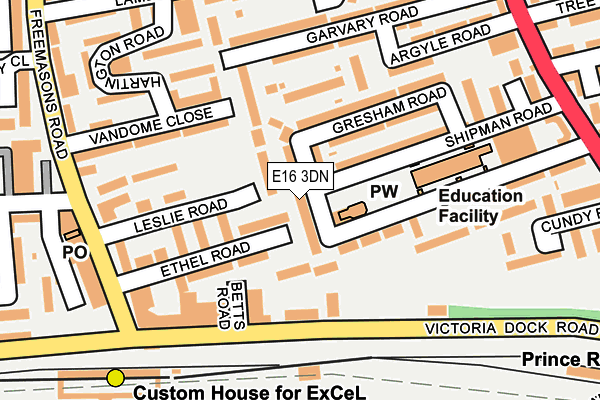 E16 3DN map - OS OpenMap – Local (Ordnance Survey)