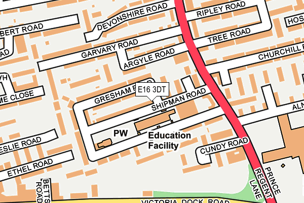 E16 3DT map - OS OpenMap – Local (Ordnance Survey)