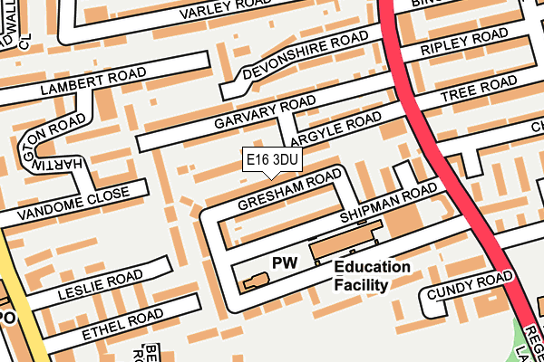 E16 3DU map - OS OpenMap – Local (Ordnance Survey)