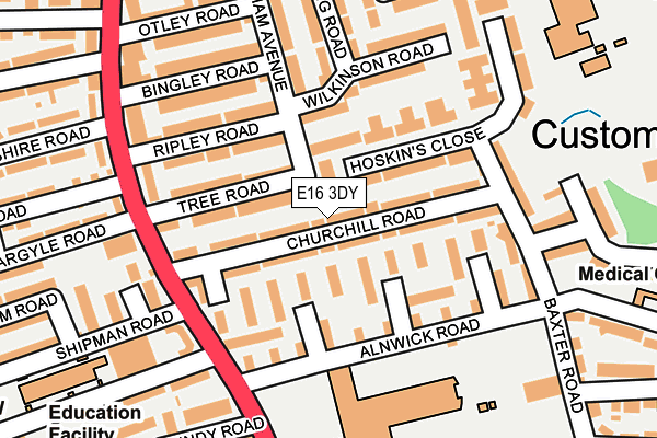 E16 3DY map - OS OpenMap – Local (Ordnance Survey)