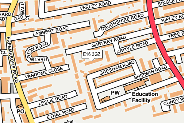 E16 3GZ map - OS OpenMap – Local (Ordnance Survey)