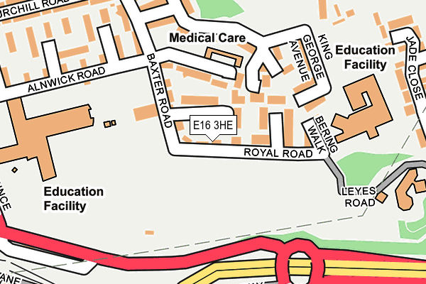 E16 3HE map - OS OpenMap – Local (Ordnance Survey)