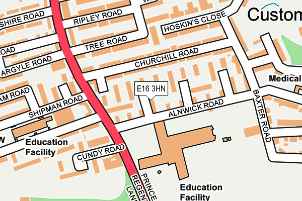 E16 3HN map - OS OpenMap – Local (Ordnance Survey)