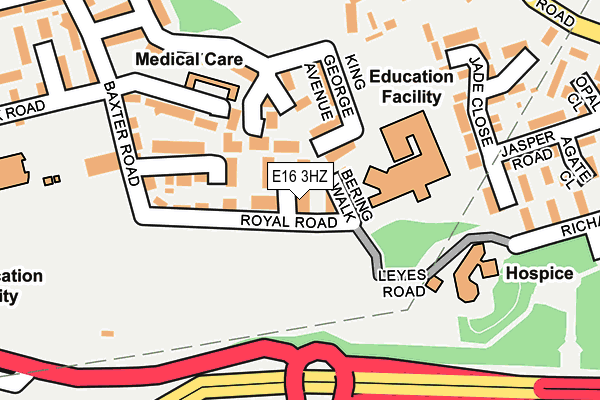 E16 3HZ map - OS OpenMap – Local (Ordnance Survey)