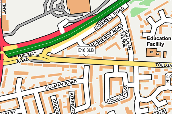 E16 3LB map - OS OpenMap – Local (Ordnance Survey)