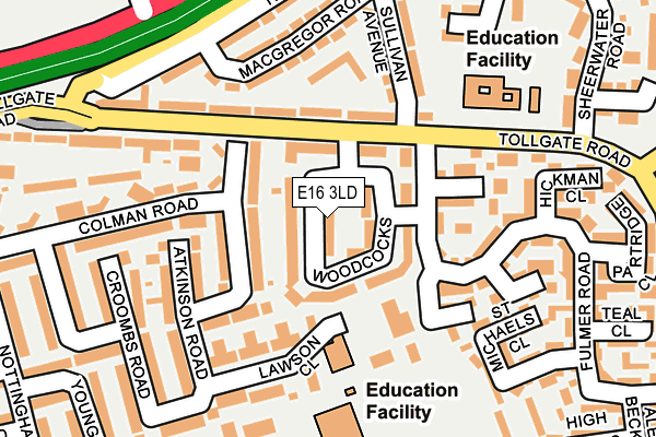 E16 3LD map - OS OpenMap – Local (Ordnance Survey)