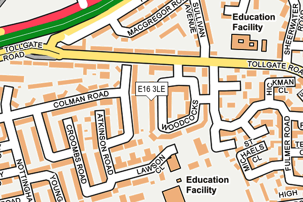 E16 3LE map - OS OpenMap – Local (Ordnance Survey)